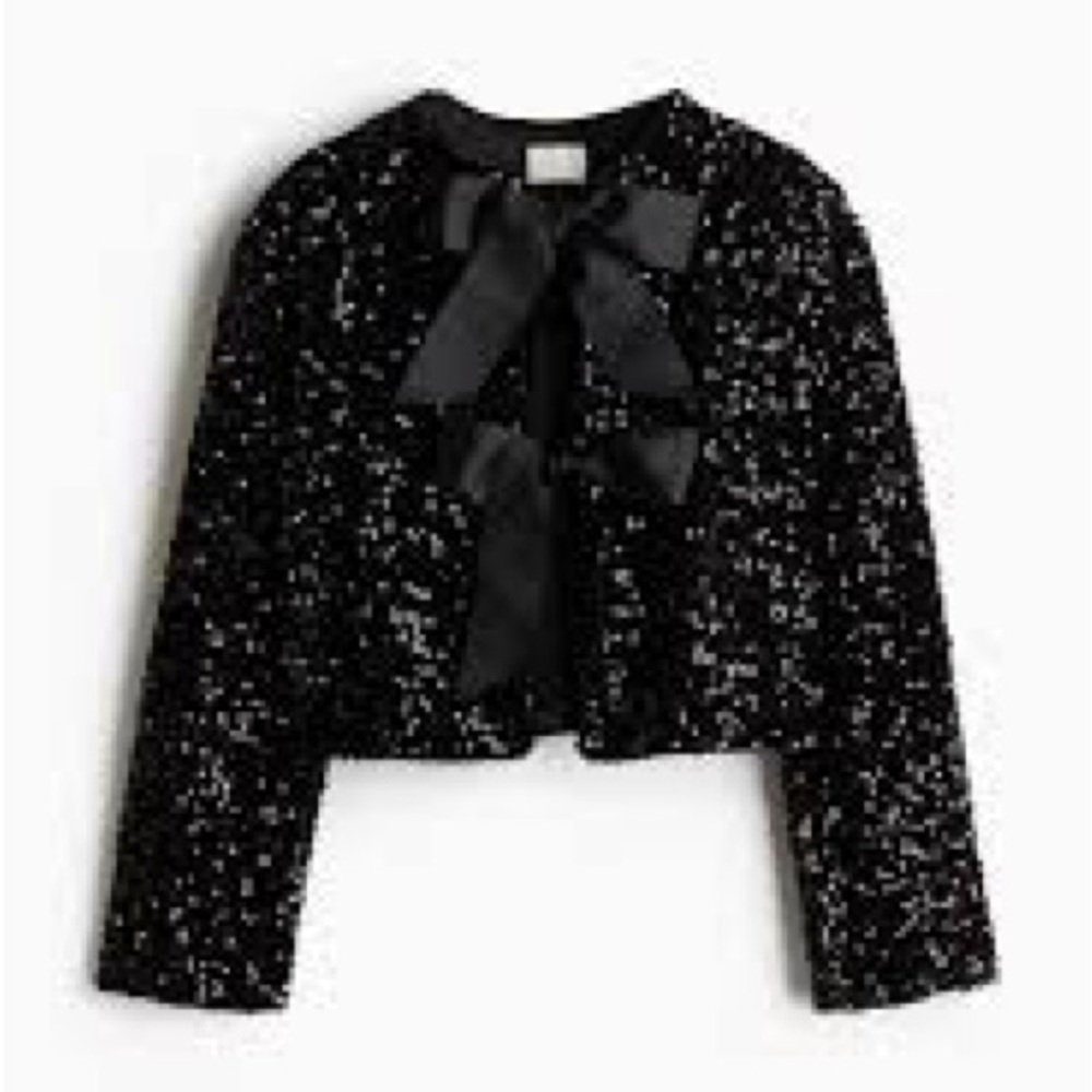 H&M Black Sequin Jacket with Bow